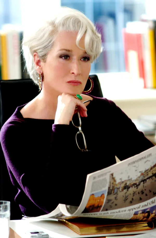 Meryl Streep as Miranda Priestly in The Devil Wears Prada demonstrating the power of a serious no-smile expression