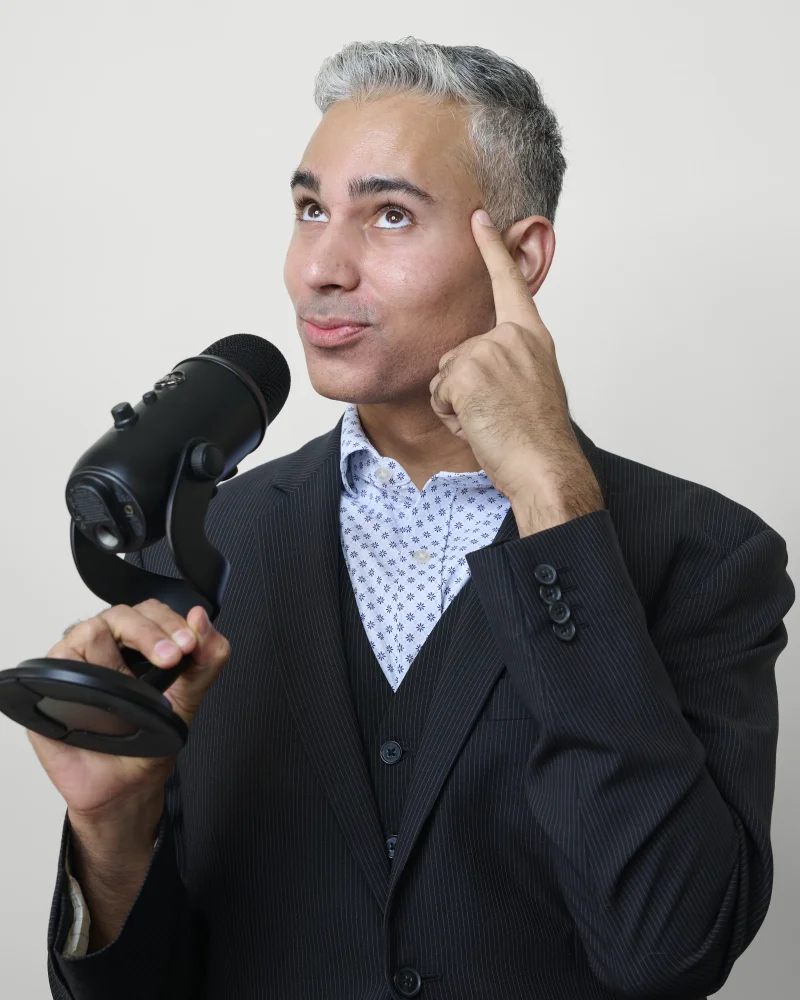 Rupesh Parbhoo, host of Speak Arizona podcast, editorial portrait by Marie Feutrier