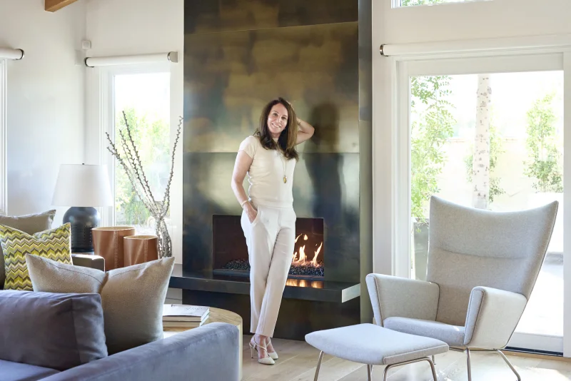 Woman's LinkedIn headshot with warm tones, professional portrait photographer Scottsdale area