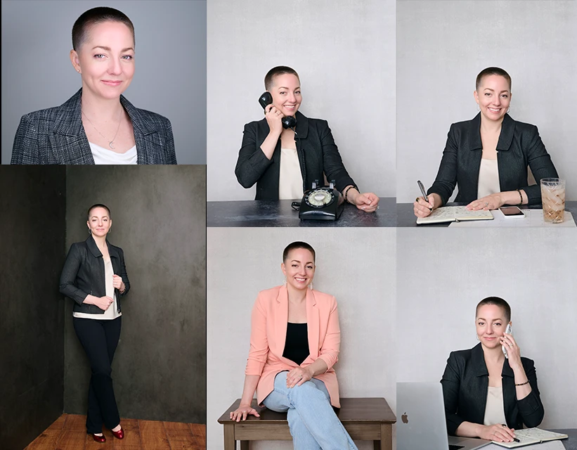 Professional headshot session example 3 backgrounds 4 crops Phoenix photographer